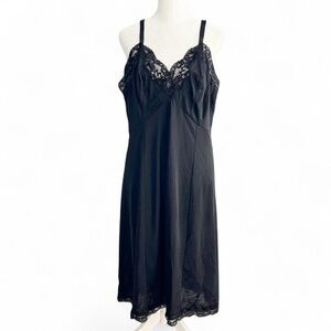 Vintage Gossard Artemis Black Lace Trim Slip Dress 40C Tall Plus